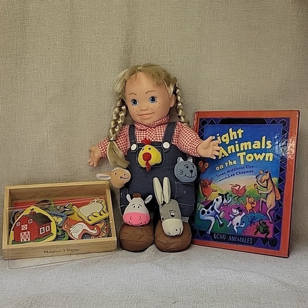 LOVEE‎ Toy Company Doll Farmer Girl Farm Talking Animals, Melissa &Doug magnets